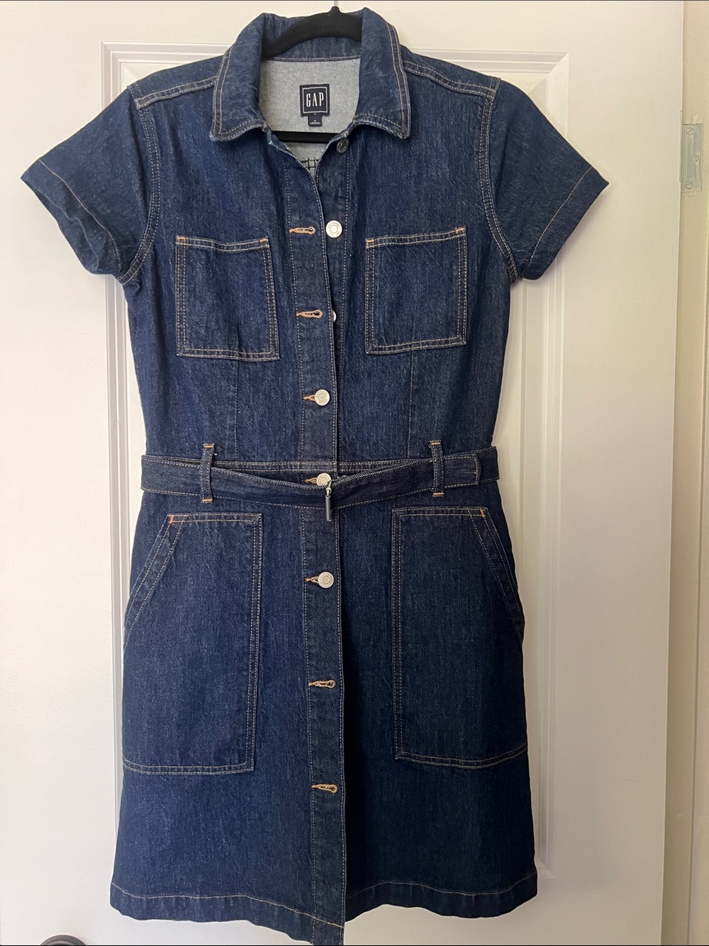 GAP Dark Blue Denim Mini Shirt Dress with Belt